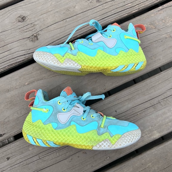 adidas Other - Adidas Harden Vol. 6 J “Pulse Aqua Solar Yellow” Kids Boost | Boys Size 3.5